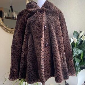 Elegant Leopard Print Faux Fur oversized look Coat can fix size xs,s,m,l